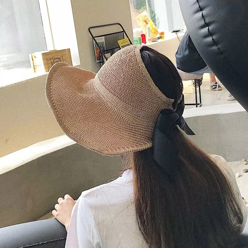 린넨 모자 리본 돌돌이 와이어 메쉬 여행용 산책용 여성 썬캡 이미지 6