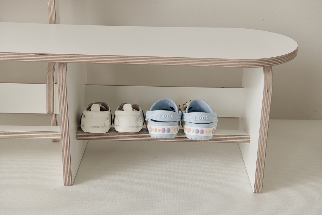 베베조아 2인 아기 슈벤치 현관 신발장 칸막형 의자 오일 마감 X