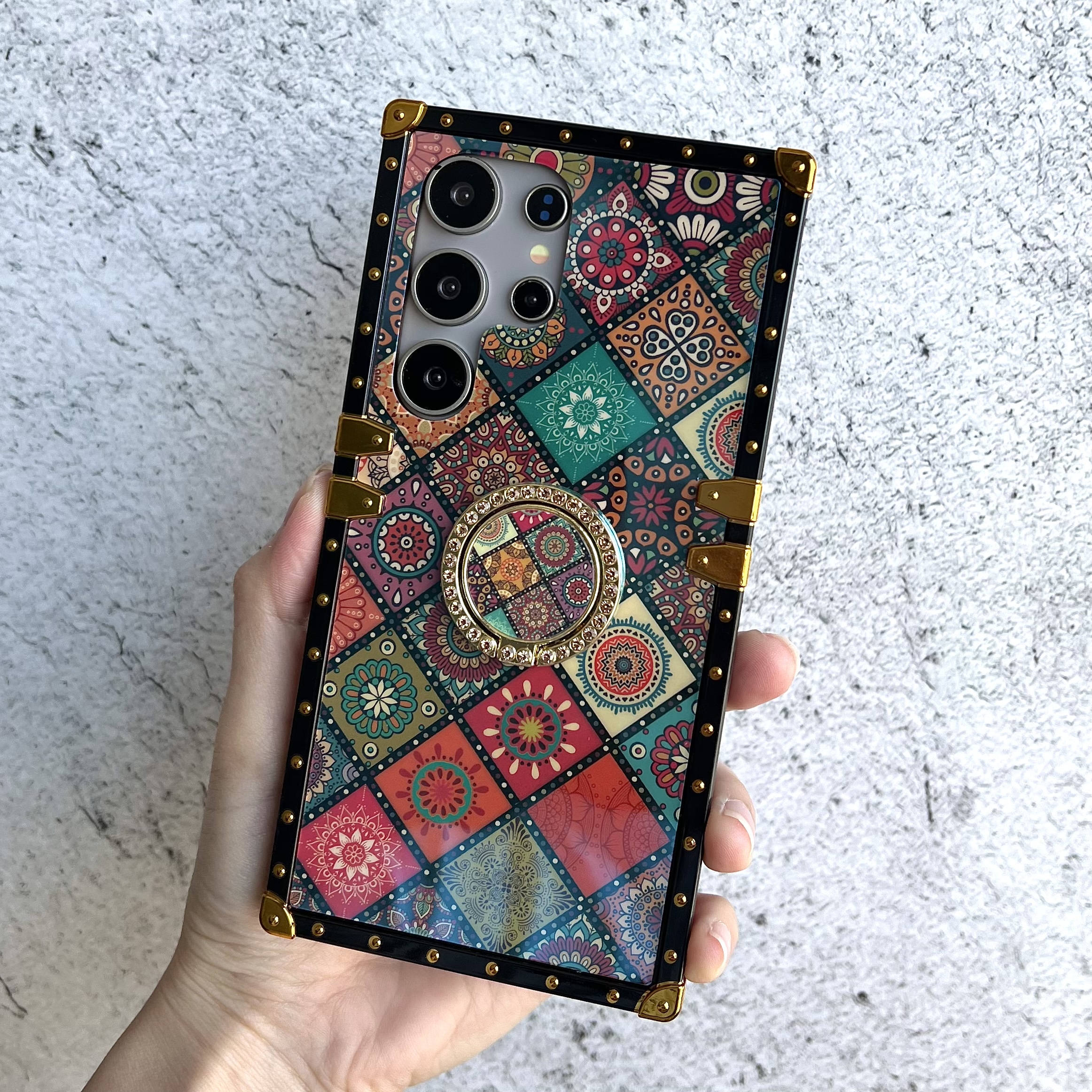 스트랩 케이스 범퍼 젤리 풀커버 로얄 레드 격자, 갤럭시S25 - 상세 이미지 2