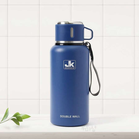 루미샵 원터치 보온병 1L 블루 휴대용티보틀 분유보온병 등산용물통 가정용물병 아기보온병