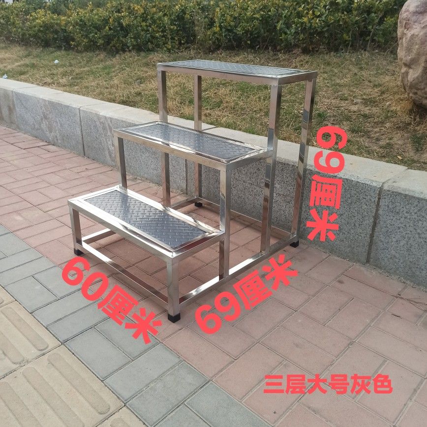 3단 계단 스테인레스 미끄럼방지 사다리 스틸 철제계단 야외용 외부계단 - 상세 이미지 4