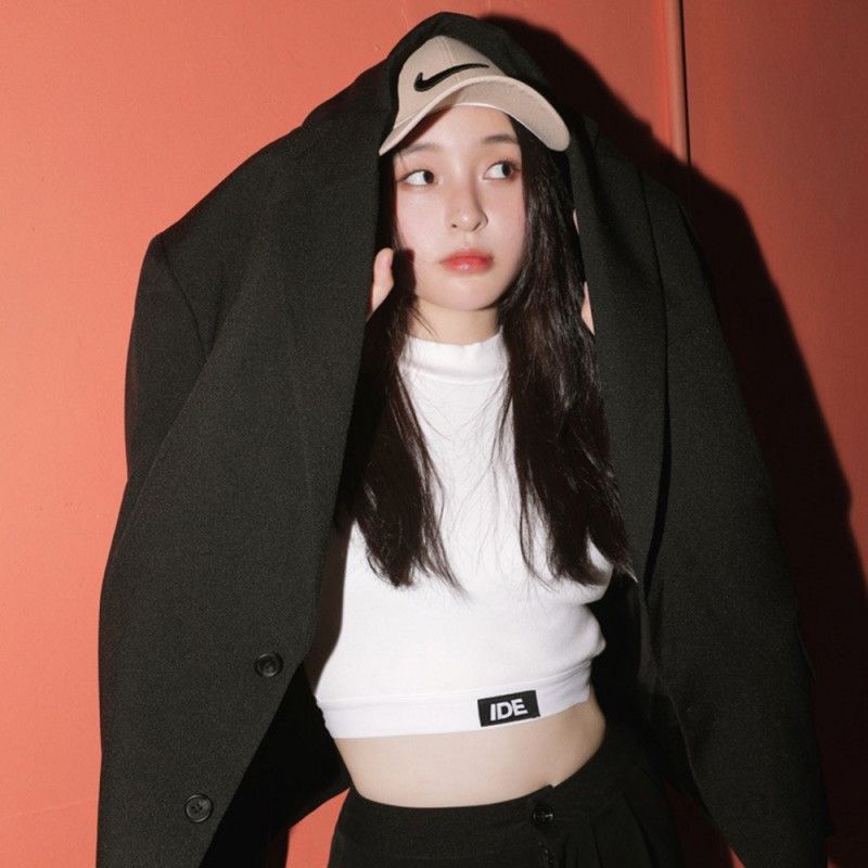 여자 봄 가을 라운드넥 슬림핏 골지 긴팔 크롭 티셔츠 기모 스판 베이직 데일리룩 이너티 6053 - 상세 이미지 4