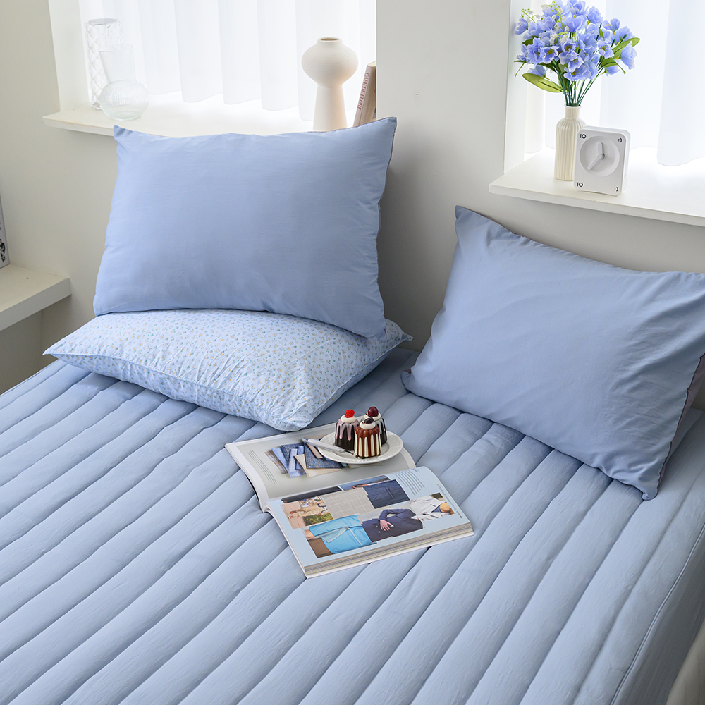 국산 누빔 침대 매트리스 커버 진드기방지 알러지케어 매트 시트 네이비, F(패밀리)