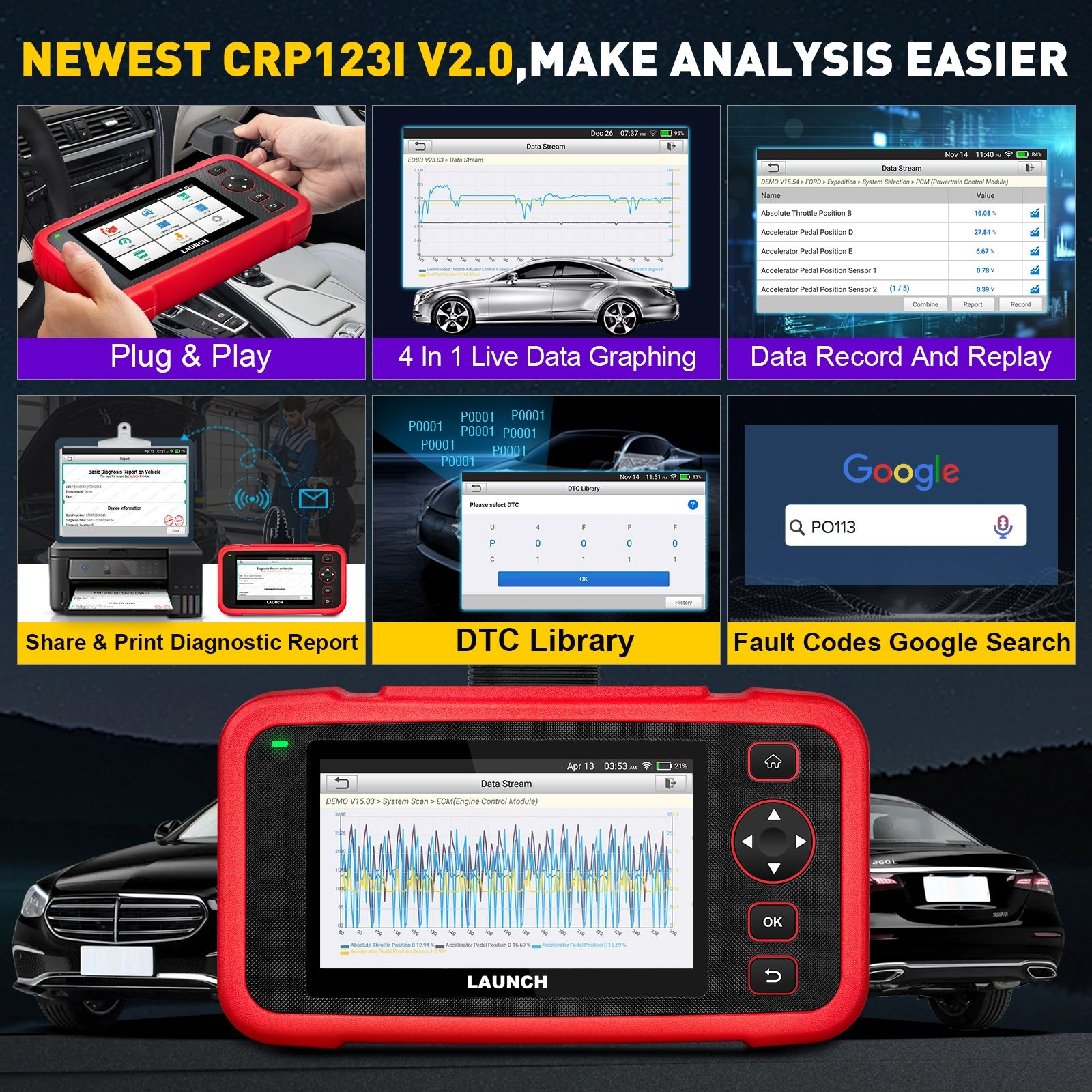 런치진단기 한글지원 자동차진단기 점검 차량용 차량스캐너 CRP123EV2.0 해외 구성 - 상세 이미지 5