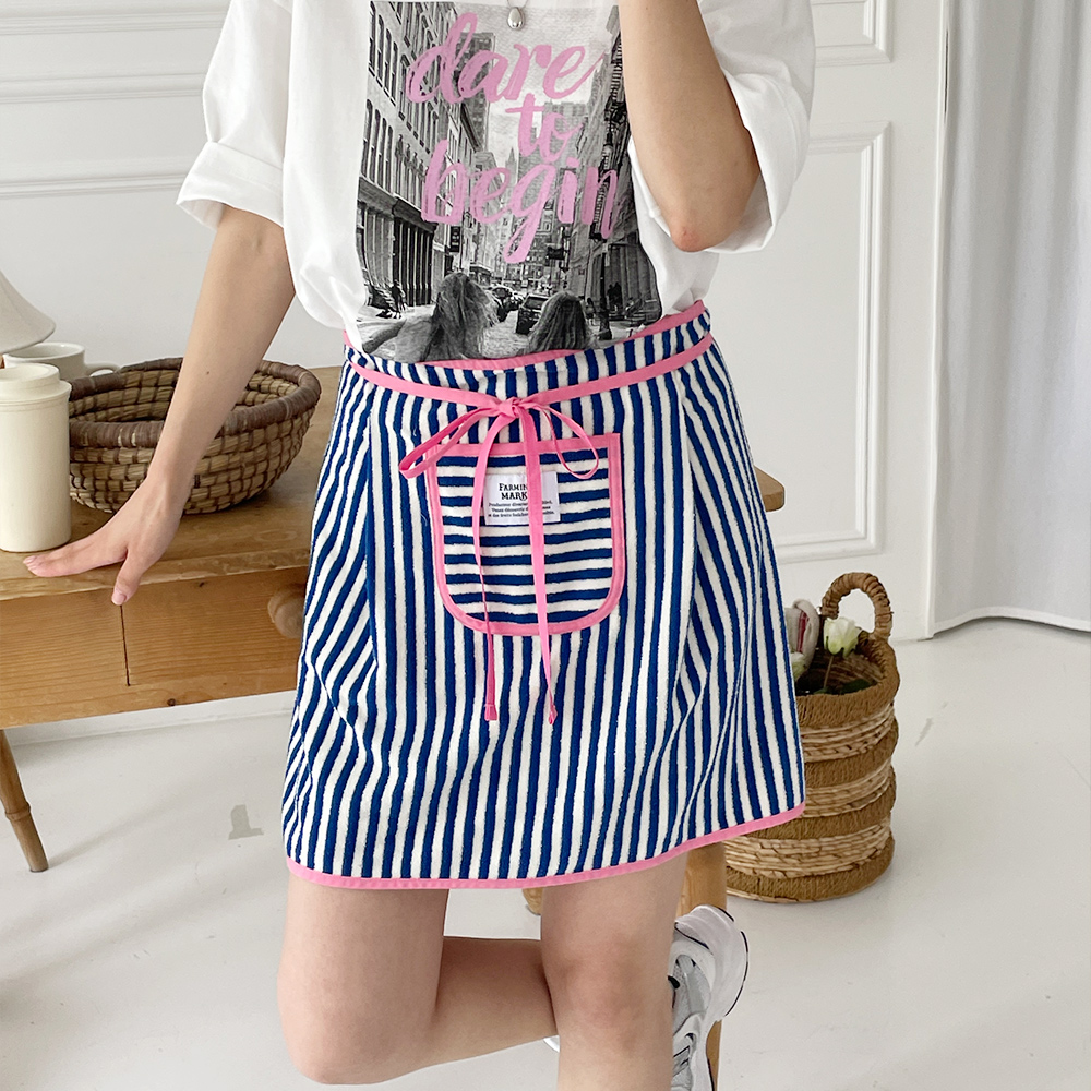 파밍스마켓 보떼 스트라이프 테리 앞치마 5color 물기제로 주방 카페 꽃집 감성 에이프런