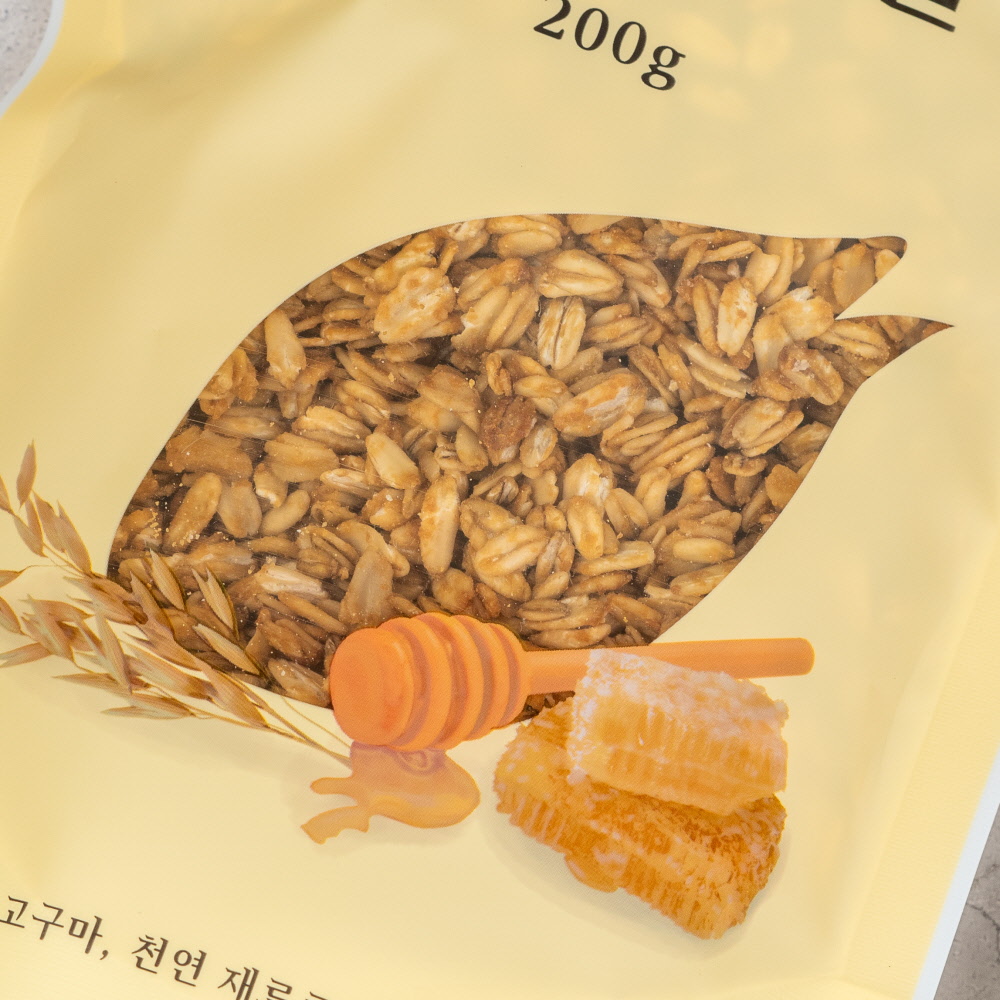 싸리재 국산 귀리 수제 그래놀라 [ 달콤 오트밀 200g ] 뮤즐리 그레놀라 통곡물시리얼 - 상세 이미지 3