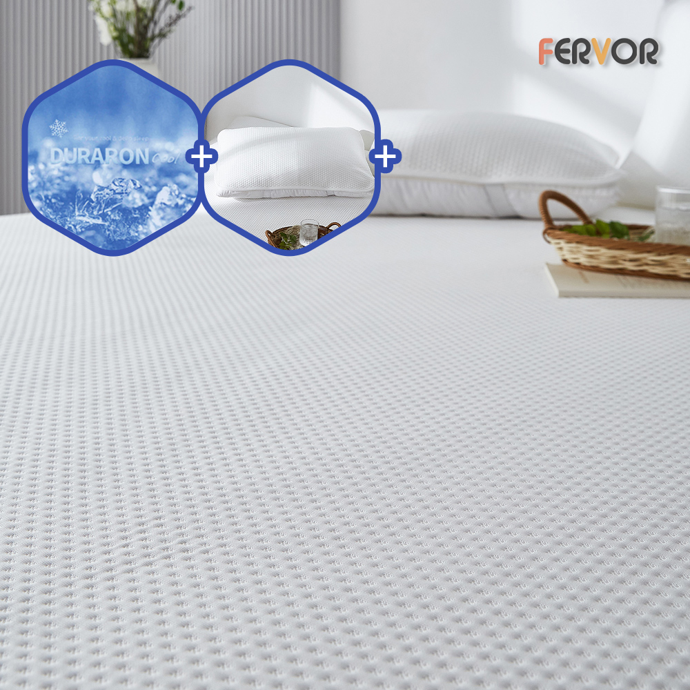 퍼보 휴비스 듀라론 에오로쿨 냉감패드 쿨매트 소파침대러그 도트 화이트, KF(180x200)