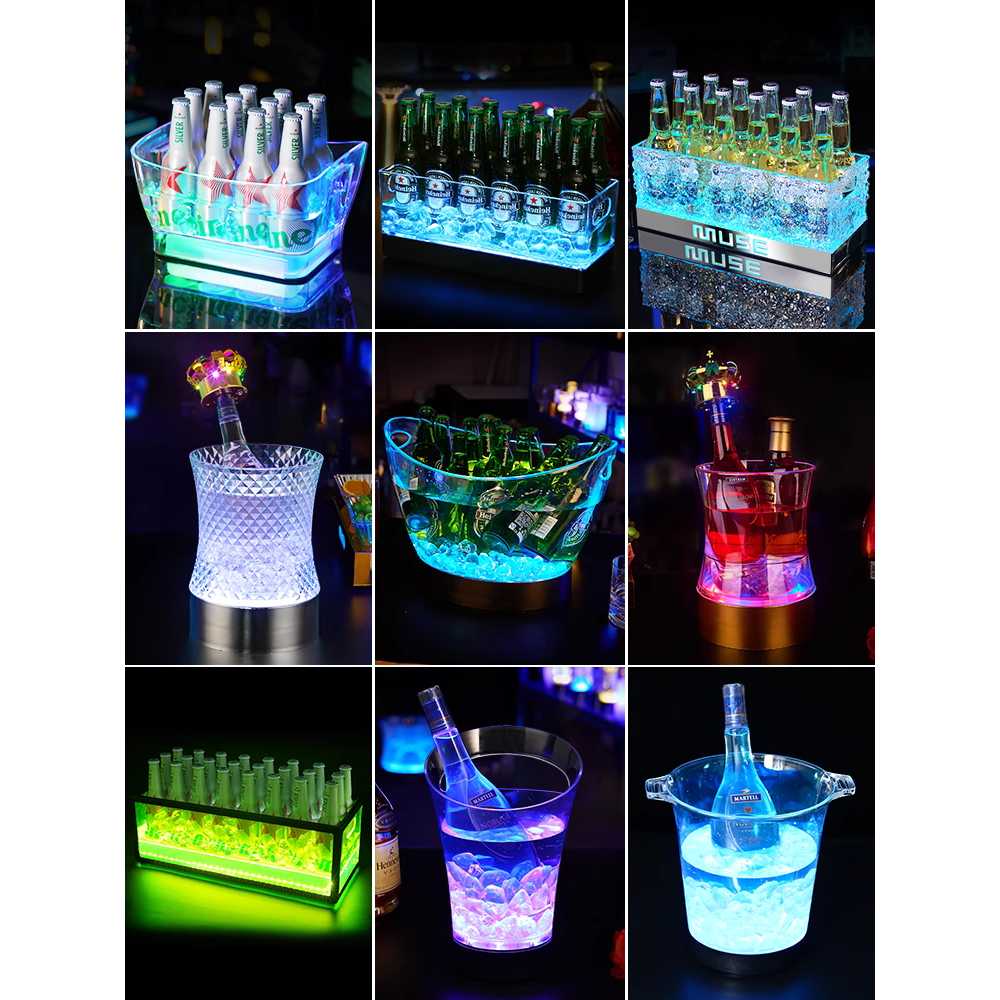 LED 아이스버킷 클럽 받침대 얼음 조명 위스키 칠링 24칸 백색등 - 상세 이미지 2