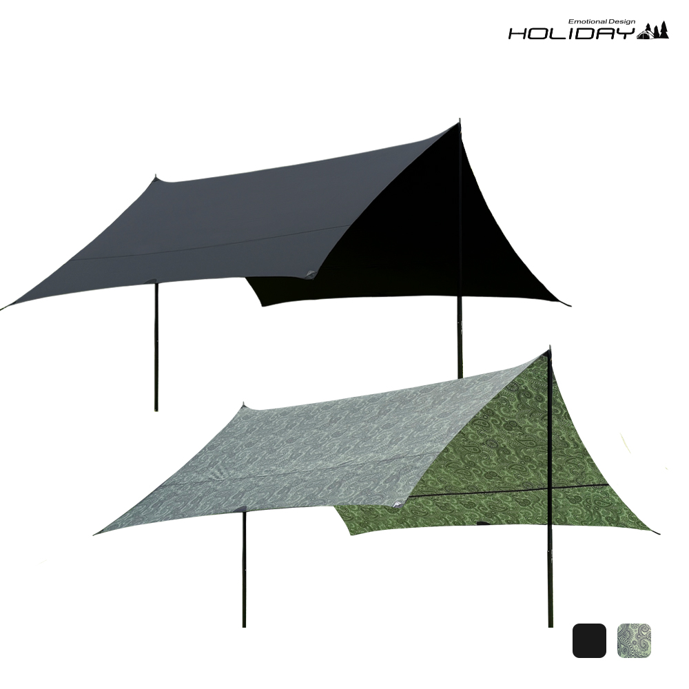 홀리데이 캠핑 블랙코팅 나일론 실타프 실리콘 코팅 렉타 타프