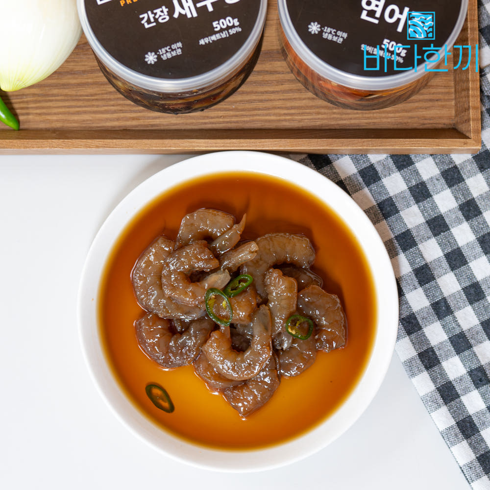 바다한끼 탱글한 식감과 부드러운맛이 일품인 간장새우장 500g 밥도둑 특제 간장 한끼 반찬 - 상세 이미지 4