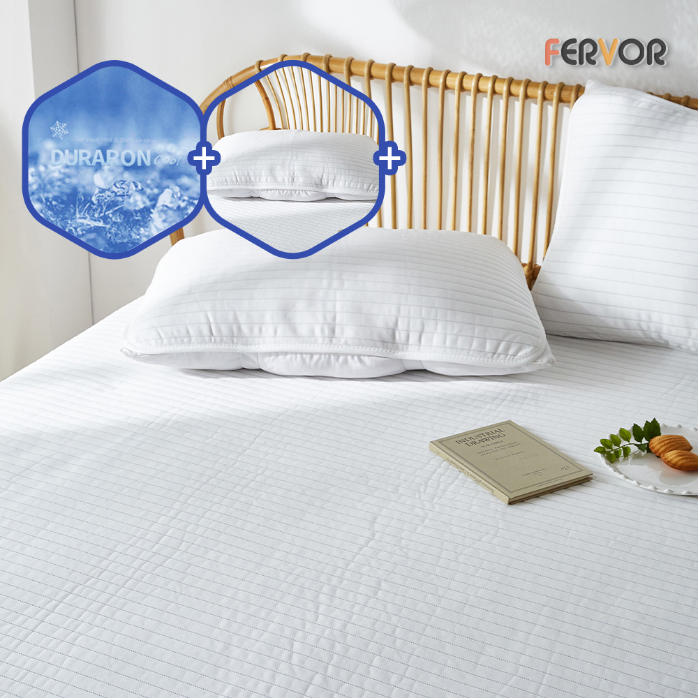 퍼보 휴비스 듀라론 에오로쿨 냉감패드 쿨매트 소파침대러그 스트라이프 화이트, KF(180x200)