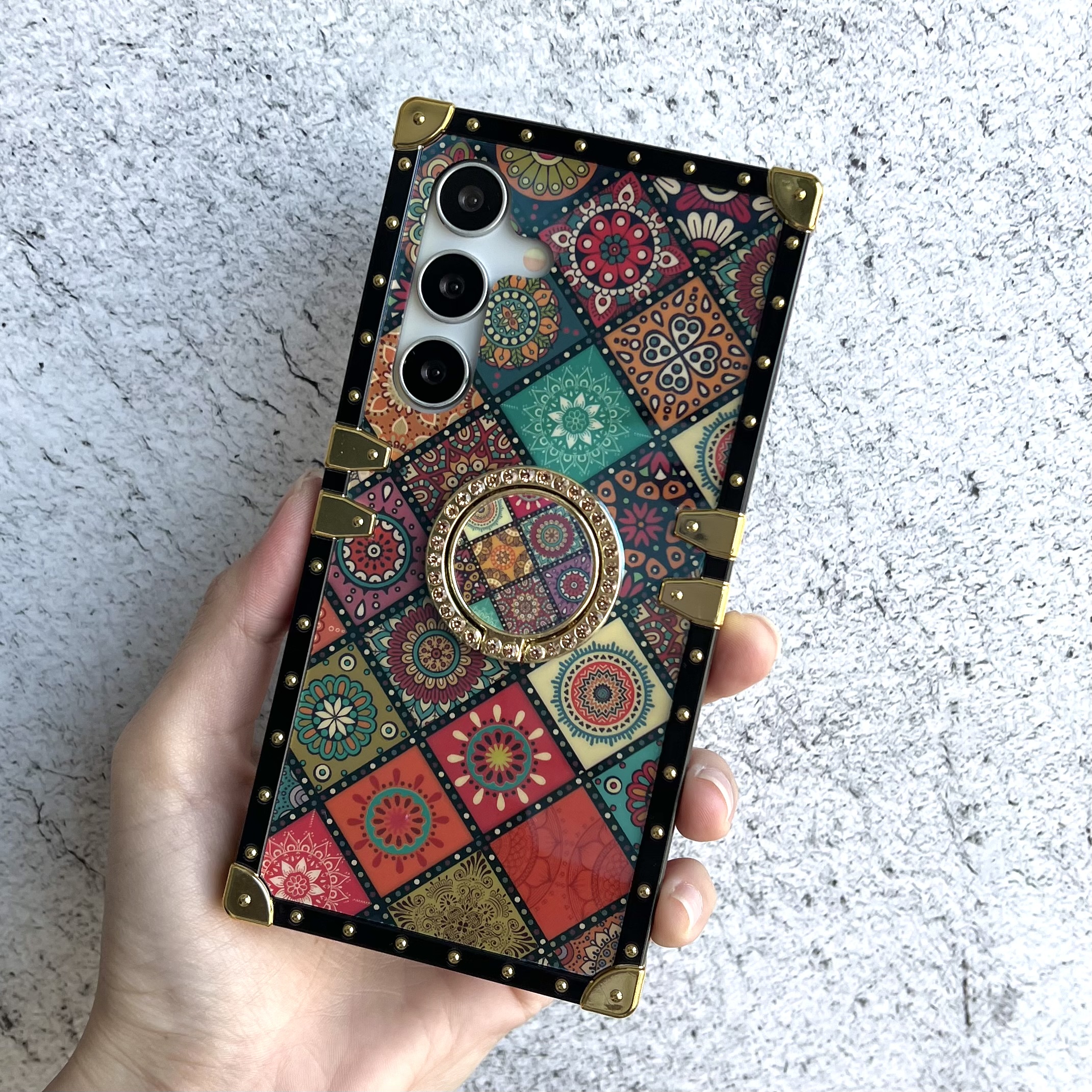 스트랩 케이스 범퍼 젤리 풀커버 로얄 레드 격자, 갤럭시S25 - 상세 이미지 3