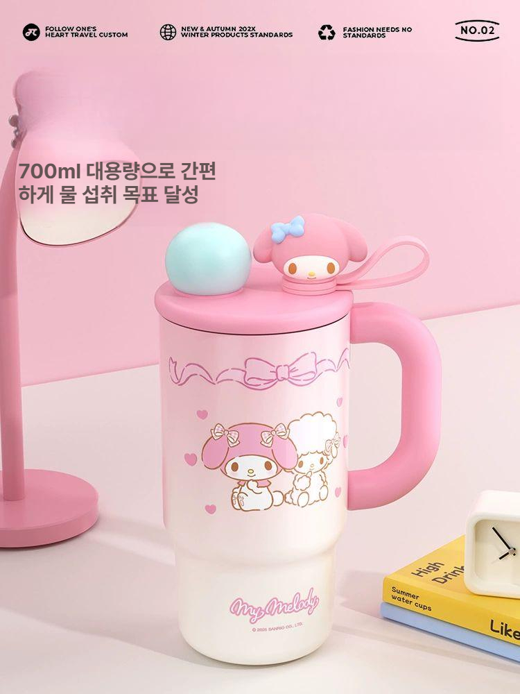 산리오 텀블러 보온컵 대용량 빨대 대형 물컵 마이멜로디 쿠로미 포차코 시나모롤 - 상세 이미지 2