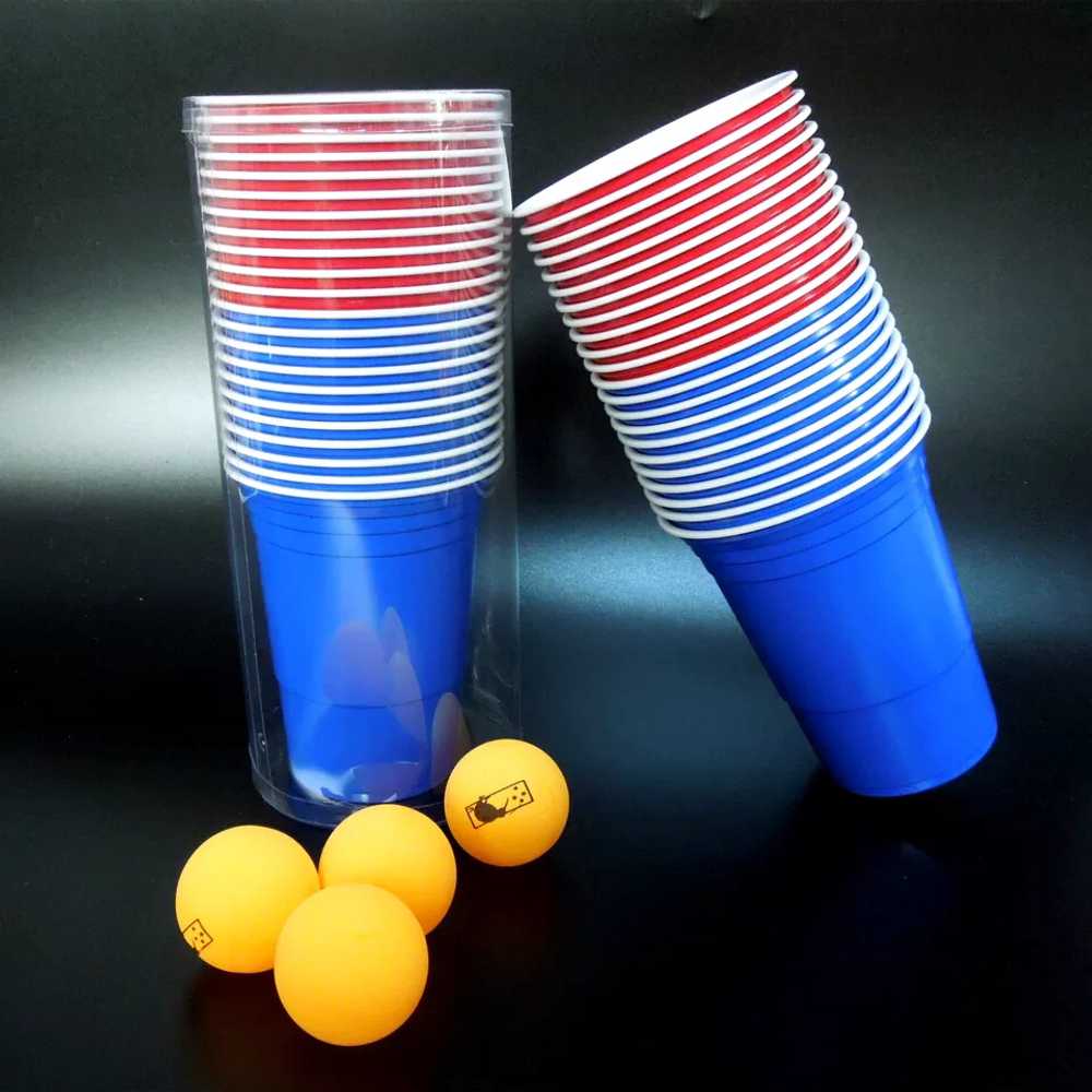 비어퐁 게임 컵 공 캠핑 야외 파티 멀티 엠티 놀이세트 450ml 레드+블루컵+공 - 상세 이미지 3