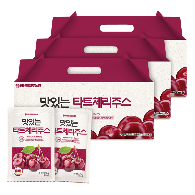 [3+1] 참앤들황토농원 맛있는 타트체리주스 70ml, 90개
