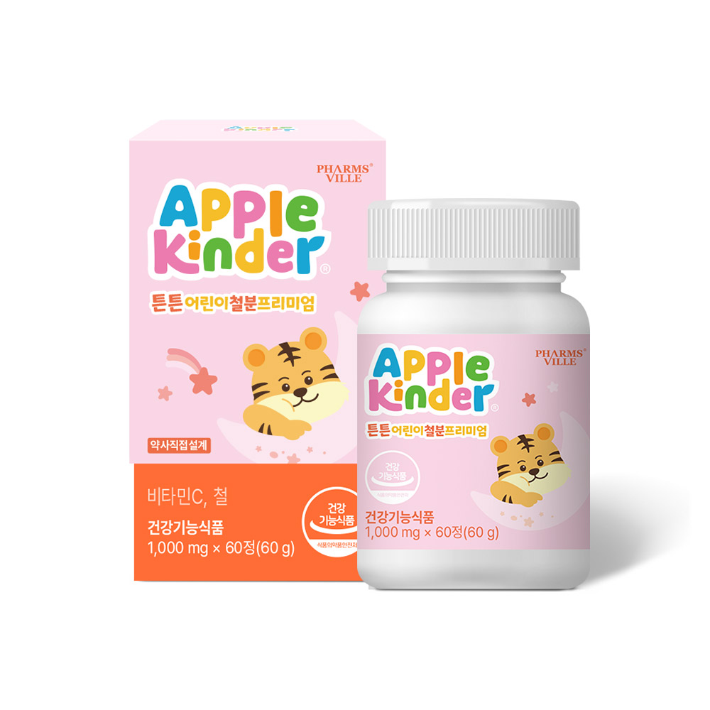 (2개월분) 애플킨더 튼튼 철분 프리미엄 어린이 철분제 1,000mg 60캡슐, 1개