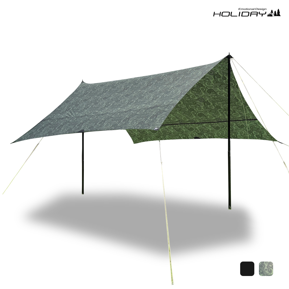 홀리데이 캠핑 블랙코팅 나일론 실타프 실리콘 코팅 렉타 타프