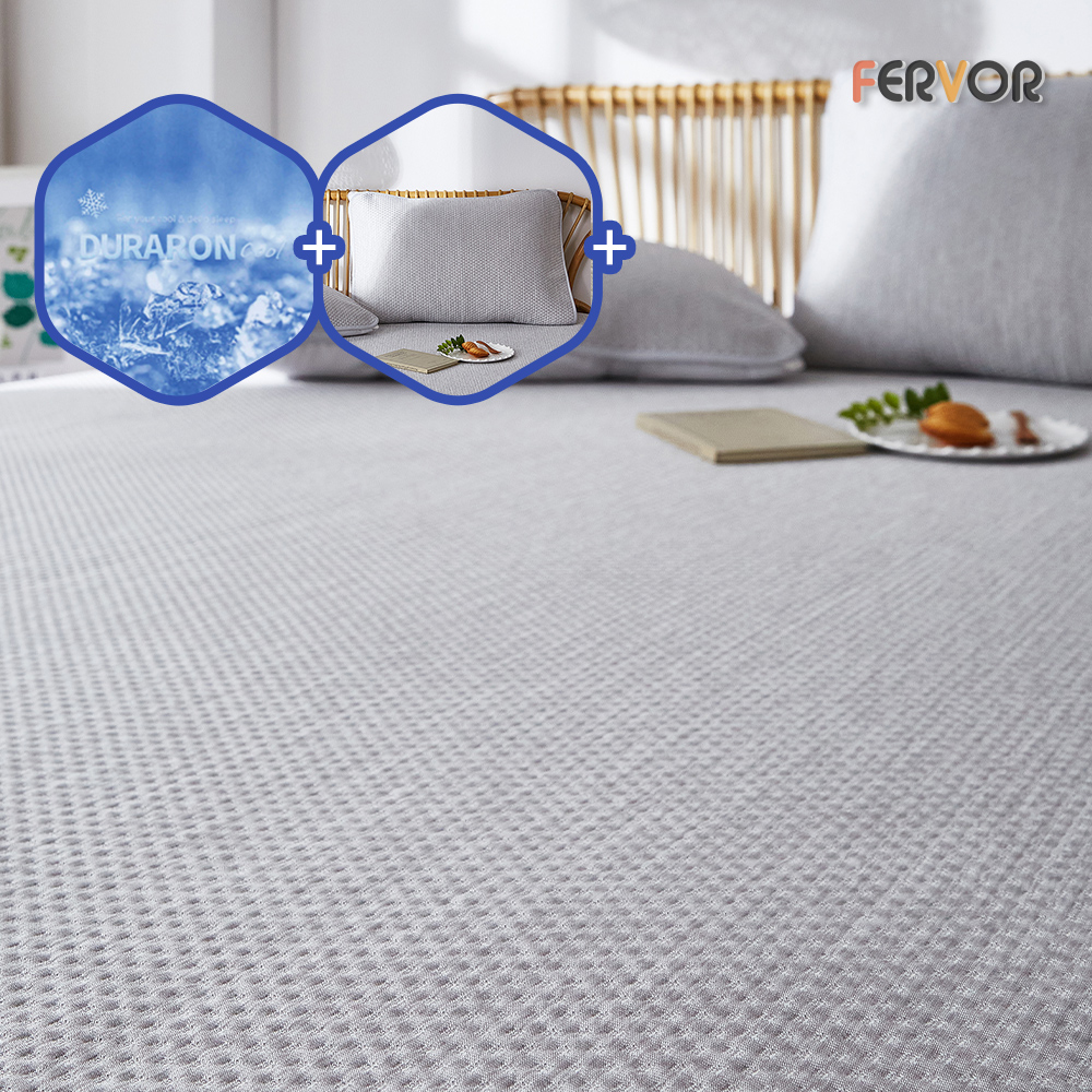 퍼보 휴비스 듀라론 에오로쿨 냉감패드 쿨매트 소파침대러그 도트 그레이, KF(180x200)