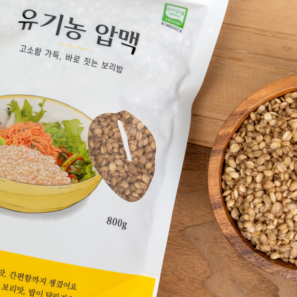 싸리재 쪄서 말린 유기농 보리쌀 늘보리 압맥 800g 국산 늘보리쌀 부드러운 보리밥 - 상세 이미지 4