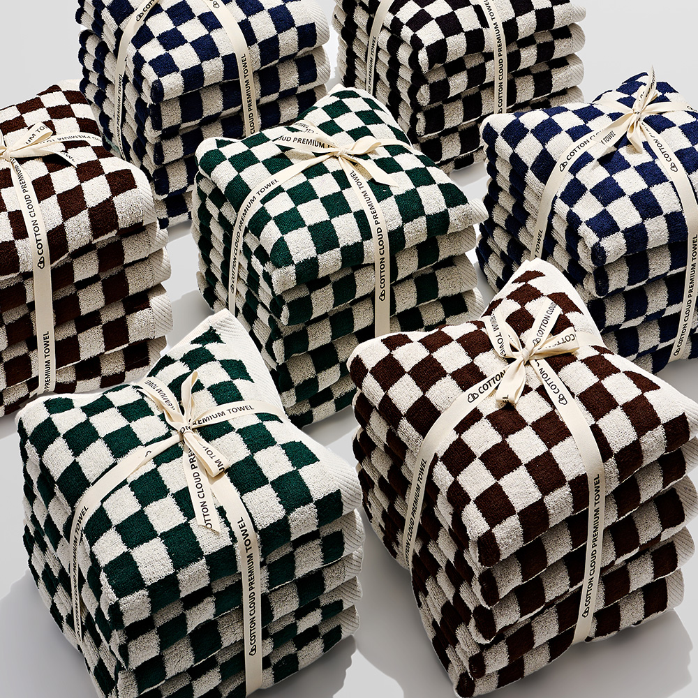 코튼클라우드 디자인 선염 하이브리드사 호텔 수건 타일드 뱀부 40수 타올 답례품 제작