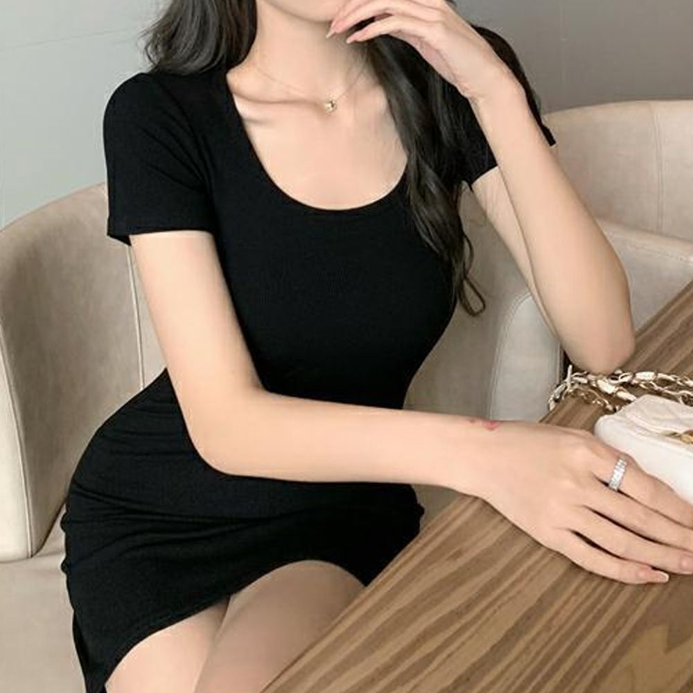 리볼틴 슬림핏 스퀘어넥 반팔 미니원피스 AH0923 - 상세 이미지 2