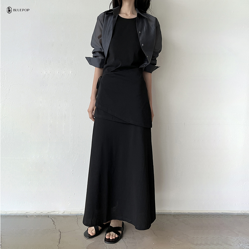 [3color]썸머코튼 나시 레이어드 스커트 set 아이보리 - 상세 이미지 5