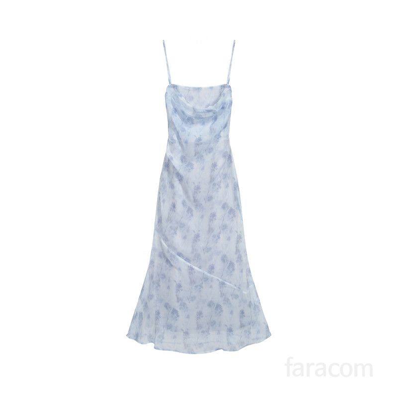 여자 봄 여름 우아한 나염 플라워 머메이드 롱원피스 백리스 코르셋 슬림핏 파티룩 바캉스룩 8389 - 상세 이미지 5