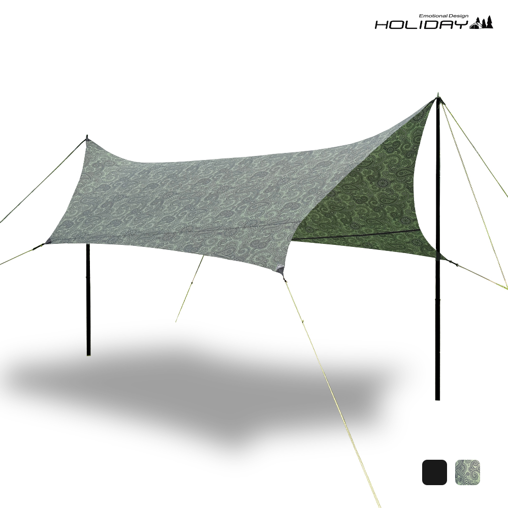 홀리데이 캠핑 블랙코팅 나일론 실타프 스팅레이 헥사 타프