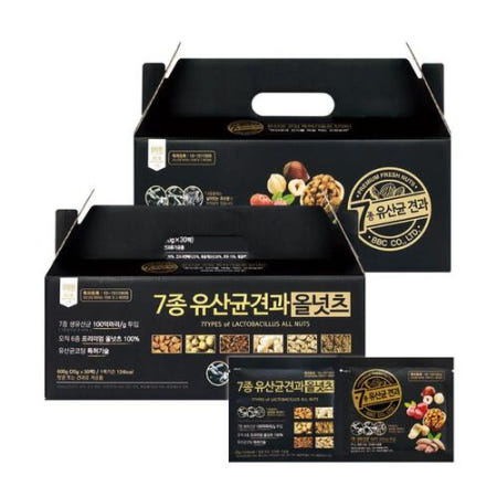 비비씨 7종 유산균 하루견과 한줌견과 오리지널+올넛츠 선물용 60봉
