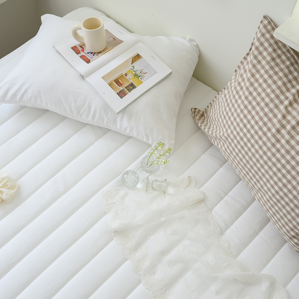 국산 누빔 침대 매트리스 커버 진드기방지 알러지케어 매트 시트 네이비, F(패밀리)