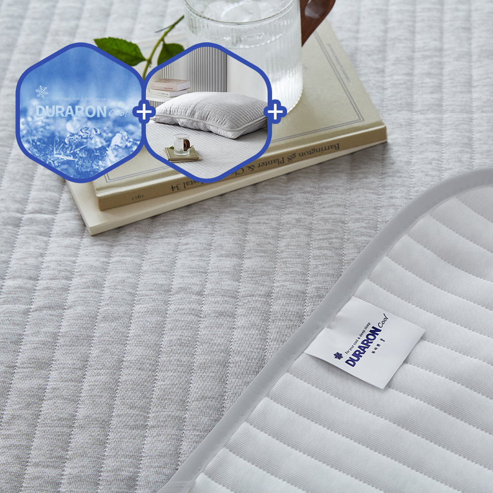 퍼보 휴비스 듀라론 에오로쿨 냉감패드 쿨매트 소파침대러그 스트라이프 그레이, KF(180x200)