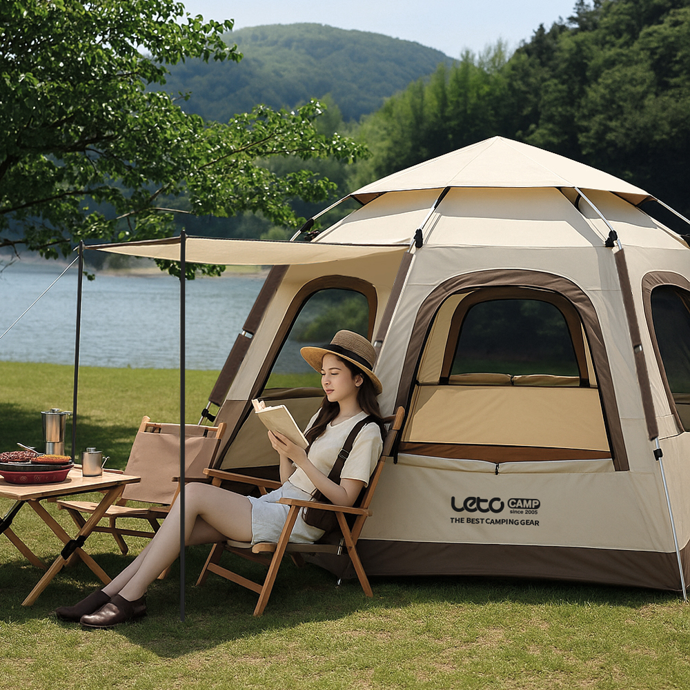 육각돔 원터치텐트 그늘막 쉘터 캠핑 피크닉 가족 3인용 4인용 패밀리 텐트 LCE-OT02