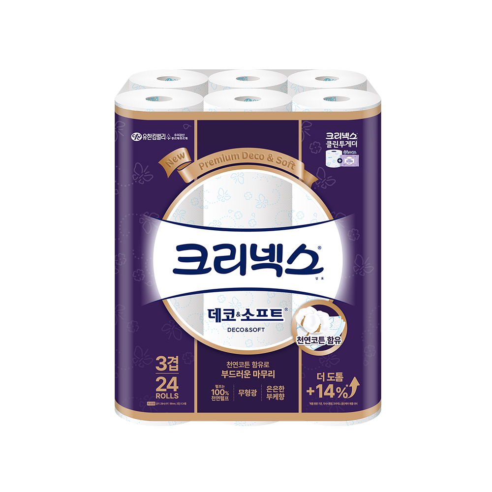크리넥스 3겹 데코앤소프트 28M 24롤X1팩 /화장지
