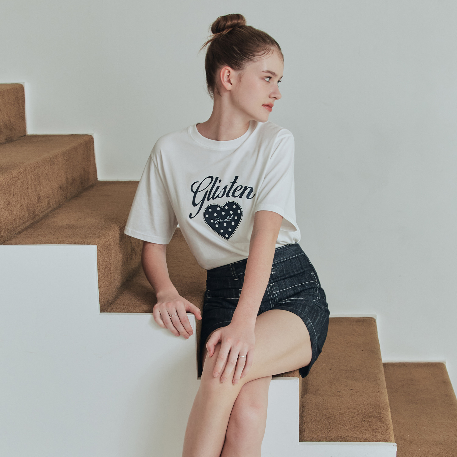 [김지민 착장][제로스트릿] 체리쉬 반팔 티셔츠 CHERISH SHORT SLEEVE T-SHIRT / WHITE