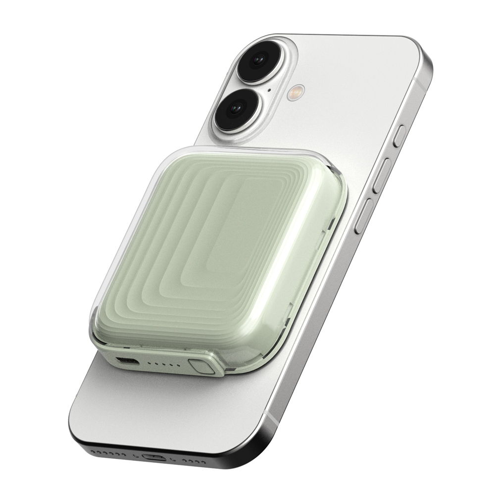 넥스트유 파로수 미니 맥세이프 포켓형 5,000mAh 고속충전 보조배터리 5000mAh, 그린