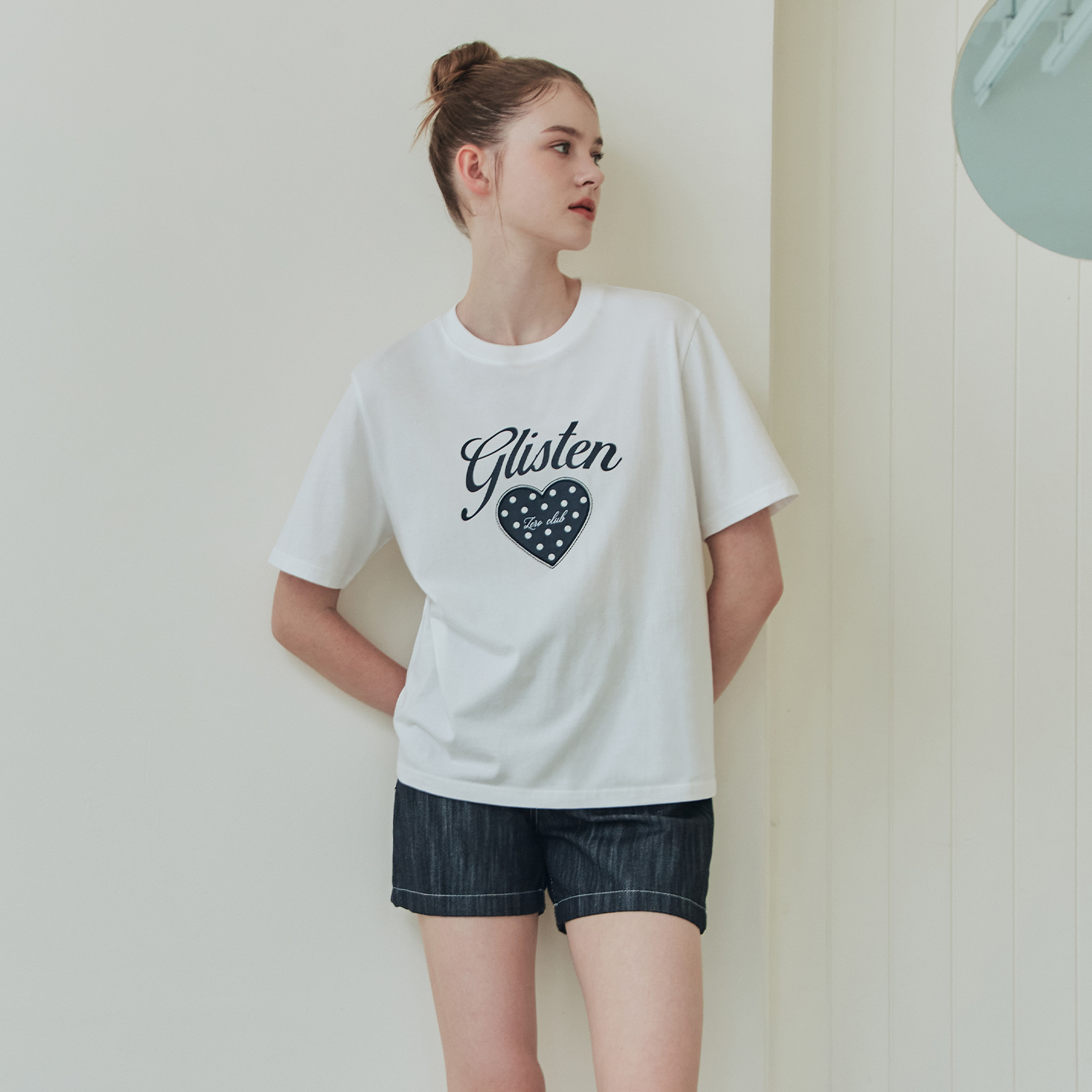 [제로스트릿][김지민 착용] 체리쉬 반팔 티셔츠 CHERISH SHORT SLEEVE T-SHIRT / WHITE 이미지 3