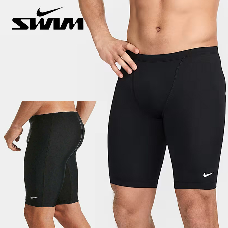 나이키 남자 실내수영복 5부 탄탄이 자수로고 블랙