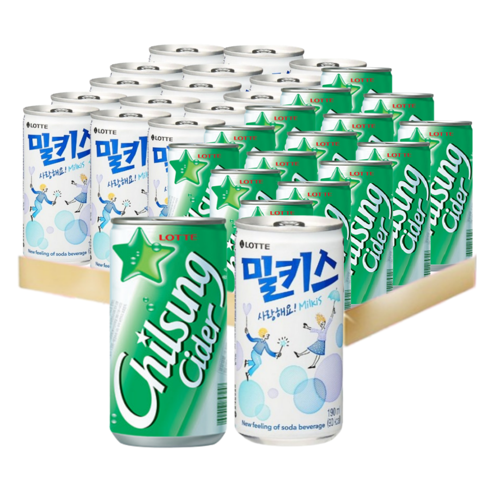 미니캔 음료수 칠성사이다 190ml 밀키스 190ml 30캔 각15캔 - 상품 이미지