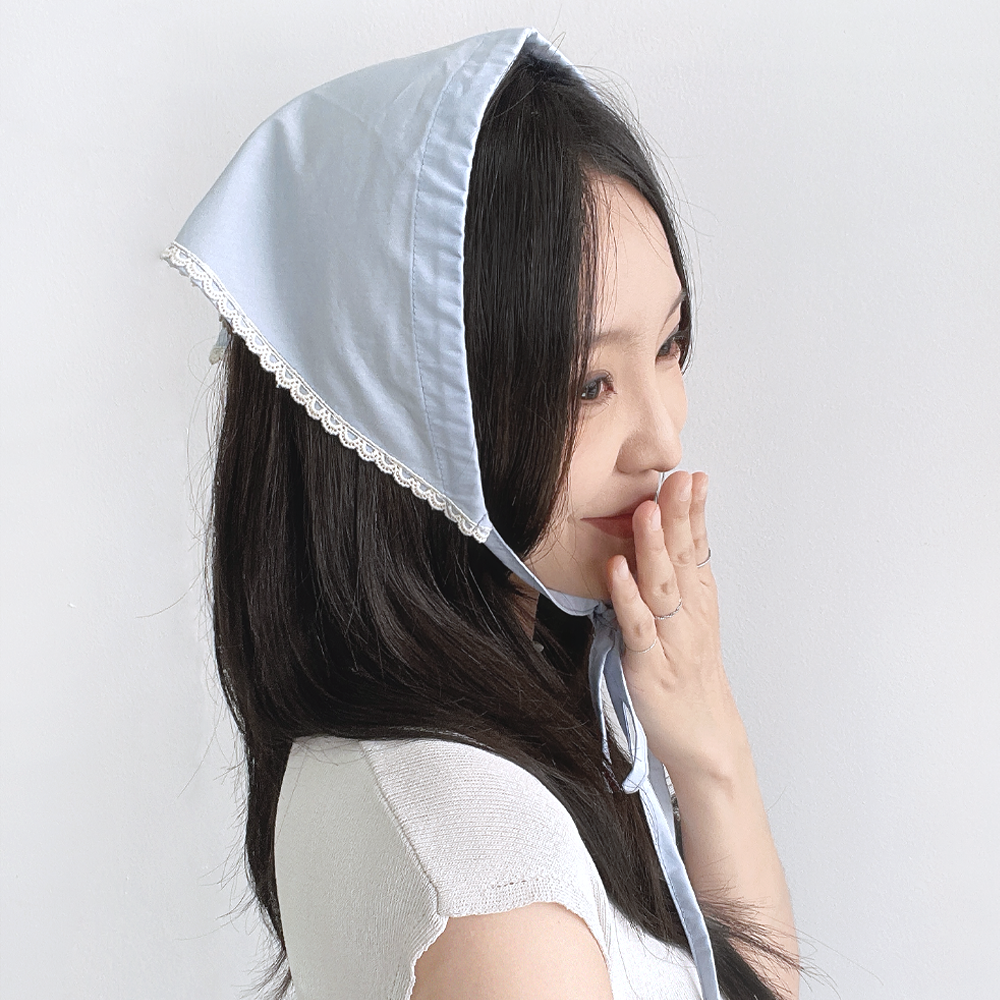 레이스 두건 헤어커치프 휴양지 여성 삼각 스카프 여름모자