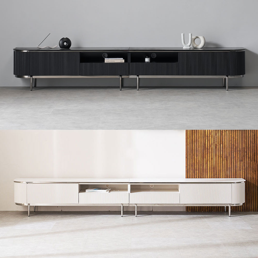 템바보드 세라믹 85인치 TV 거실장 장식장 티비다이 2600, 블랙