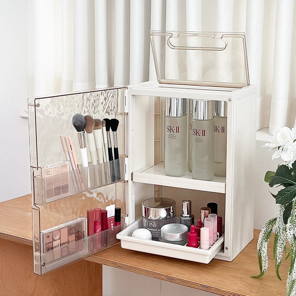 2단 화장품정리함 화장대 립스틱 브러쉬 보관함 정리함 화장품정리대