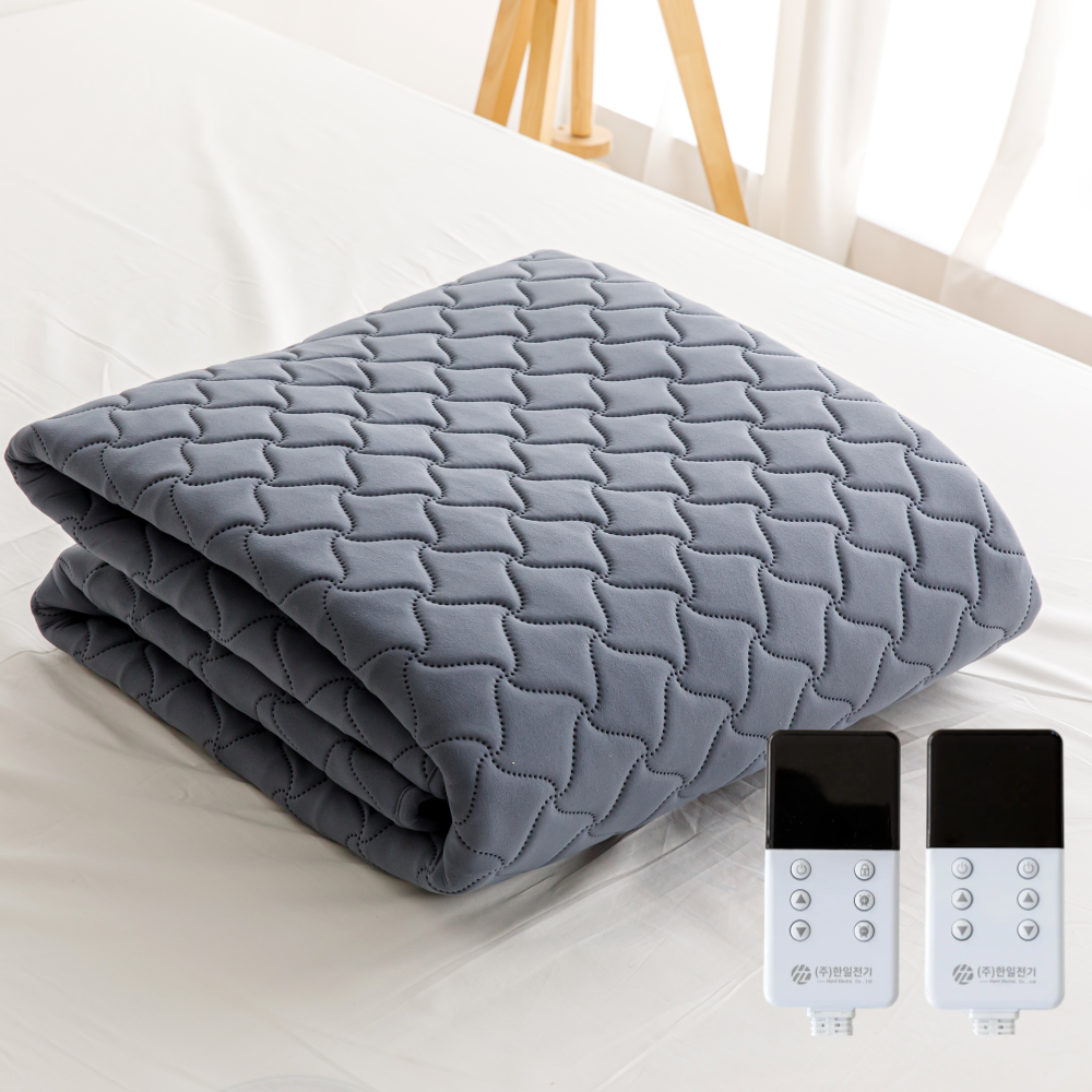 EMF안심탄소매트 무전자열선 극세사 전기매트 전기요 더블(분리난방), 150x195cm, 네이비