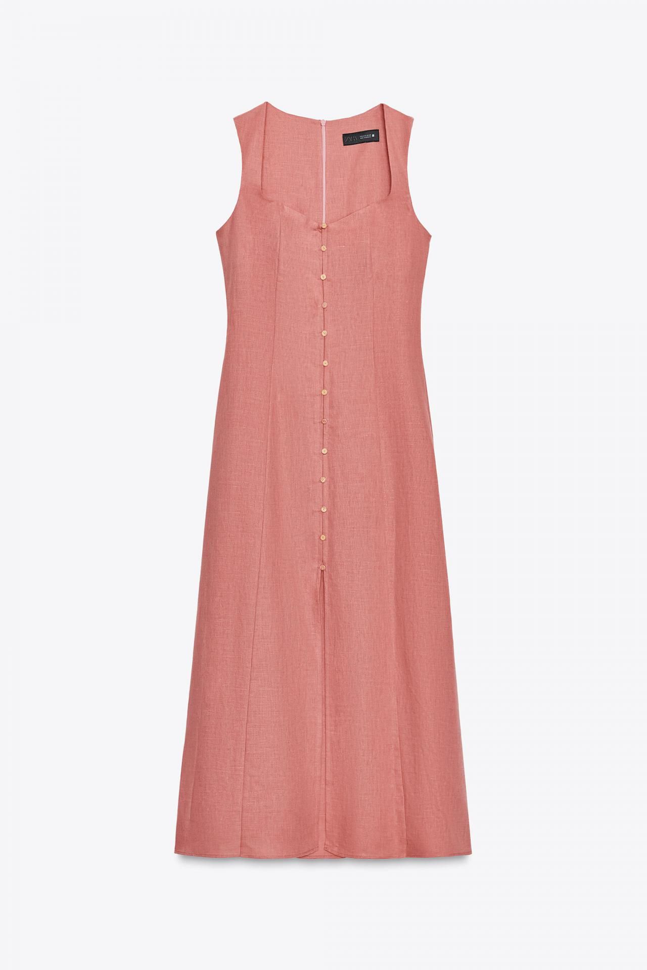 자라 린넨 혼방 미디 원피스 8169/350 MARSALA
