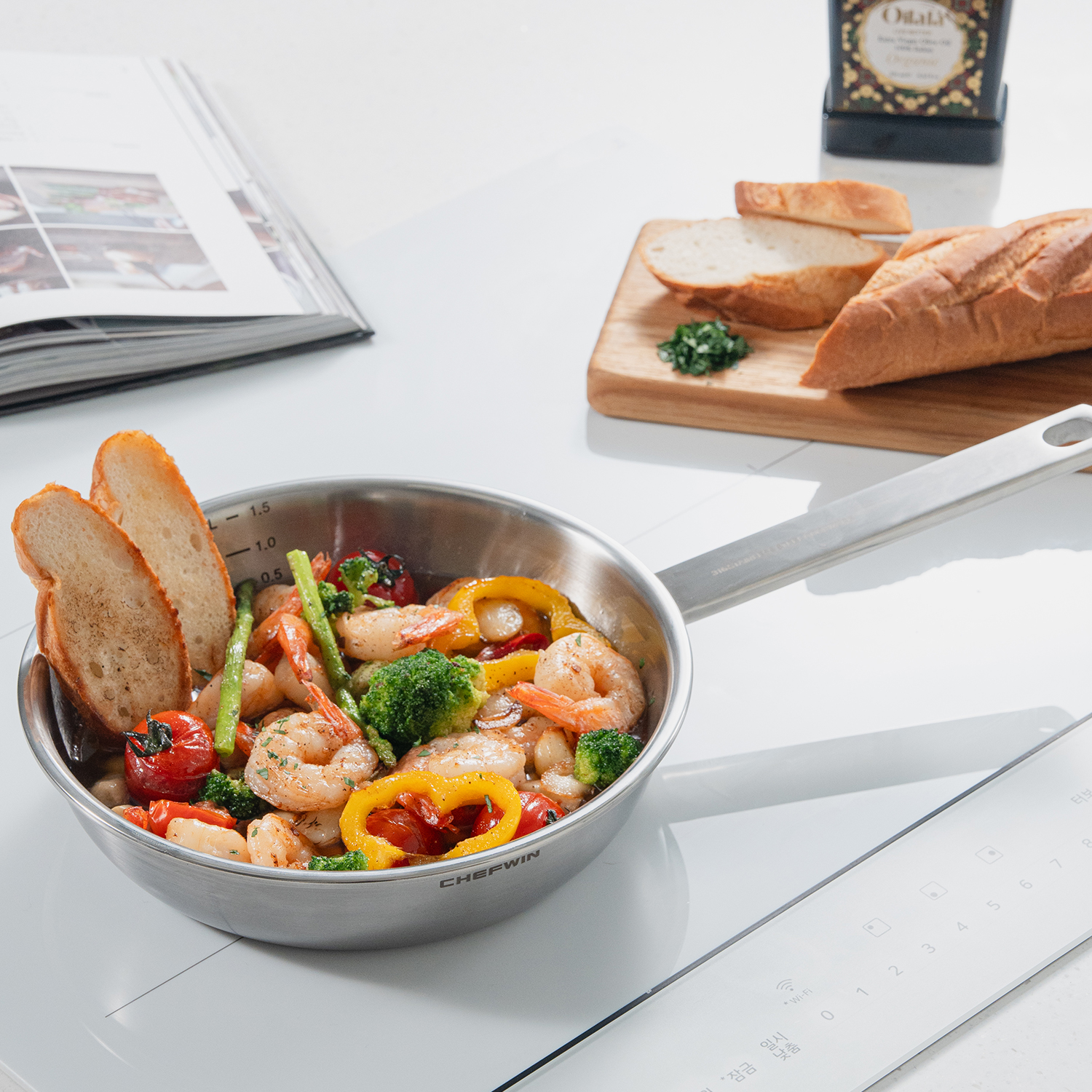 쉐프윈 316 통5중후라이팬 스텐 소테 후라이팬 계란후라이팬 22cm