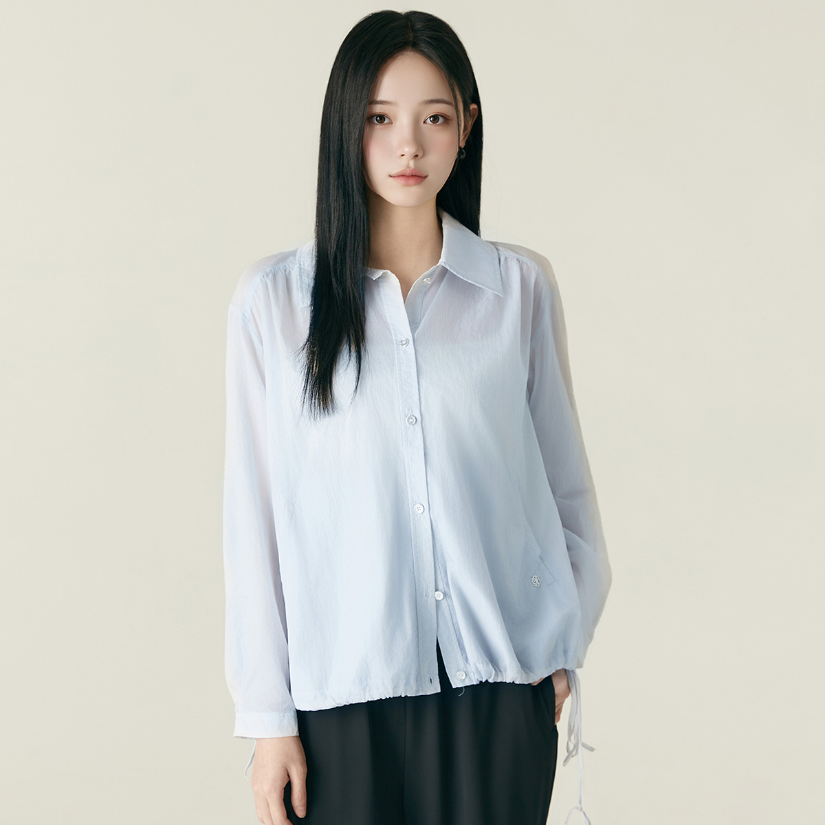 로엠 스트링 시스루 셔츠 RMYWF37R14