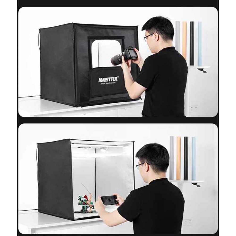 미니 스튜디오 포토박스 제품 촬영 배경 포터블 사진 60cm 3등 세트 (45x45cm) - 상세 이미지 2