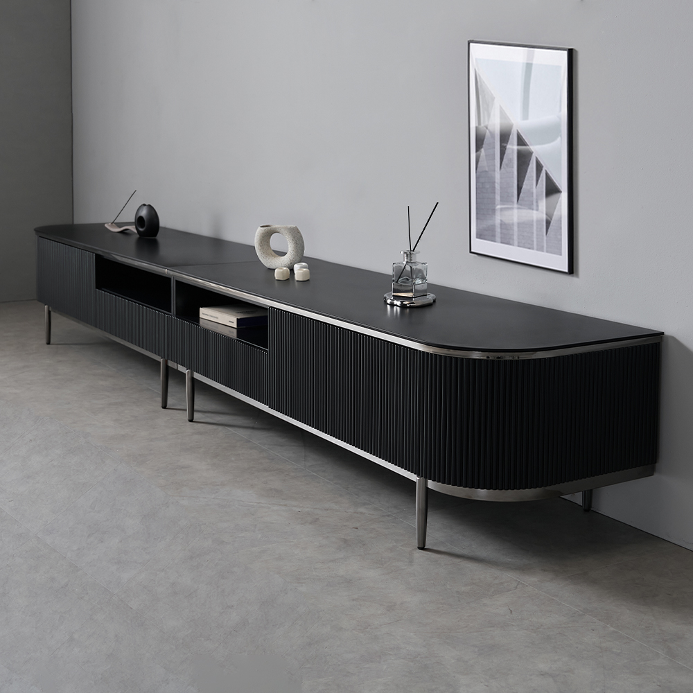 템바보드 세라믹 85인치 TV 거실장 장식장 티비다이 2600, 블랙