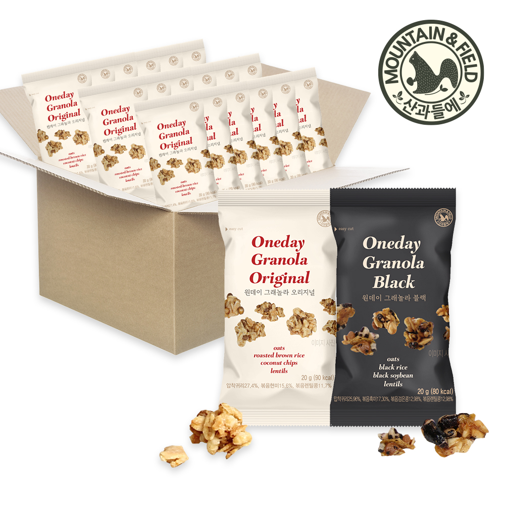 산과들에 귀리27%이상 아침간편식 원데이그래놀라 30봉 / 50봉 (코코넛칩, 검은콩 2종 시리얼)