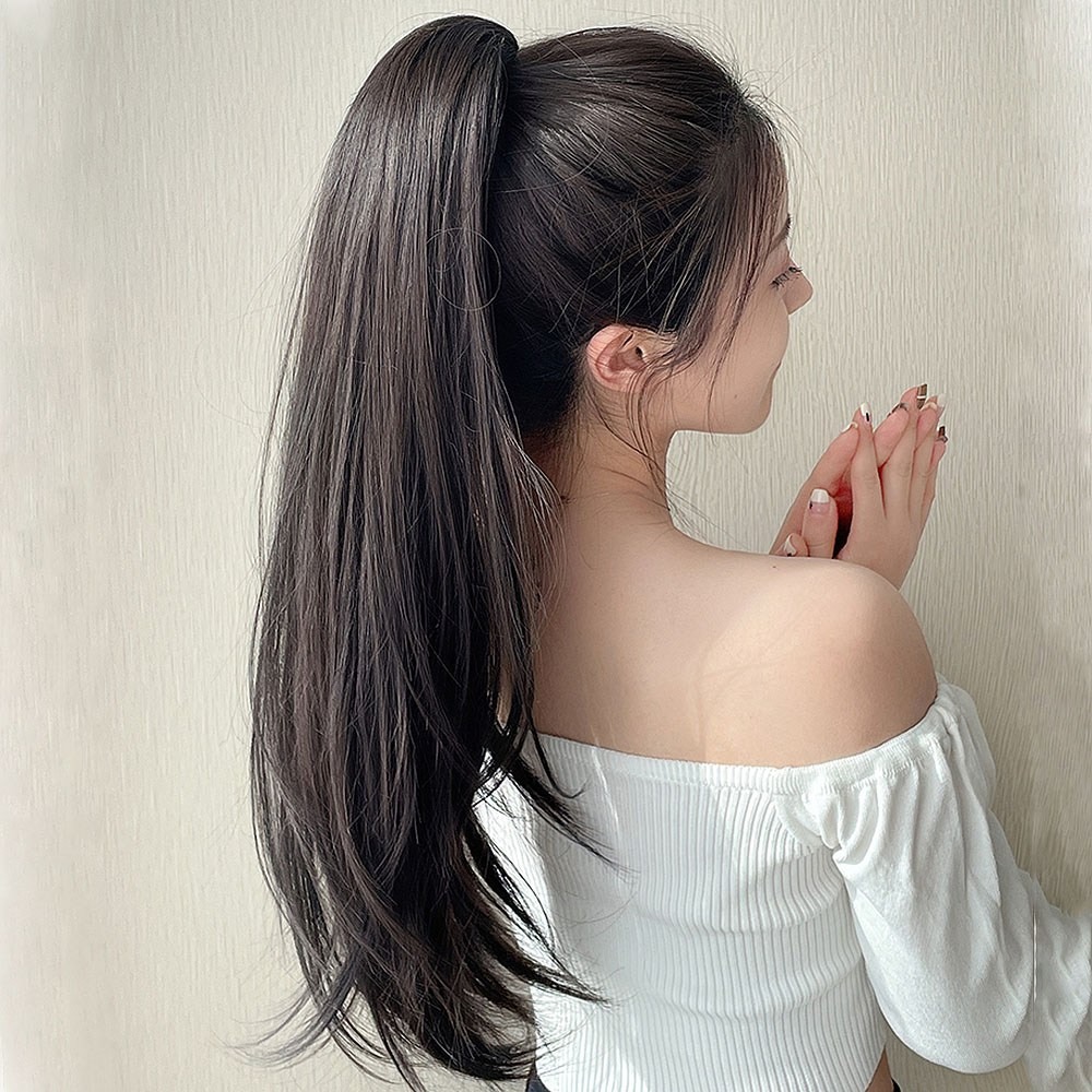 c컬 긴머리 집게핀 포니테일 셋팅웨이브 여자 부분가발 헤어 피스 - 상세 이미지 4