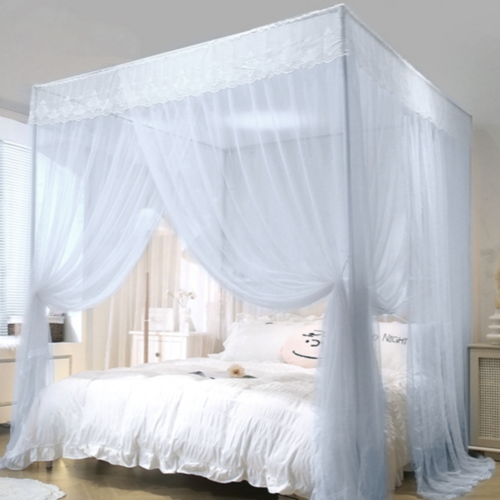 러블리 레이스 침대모기장 커튼형 사각 프레임 모기장